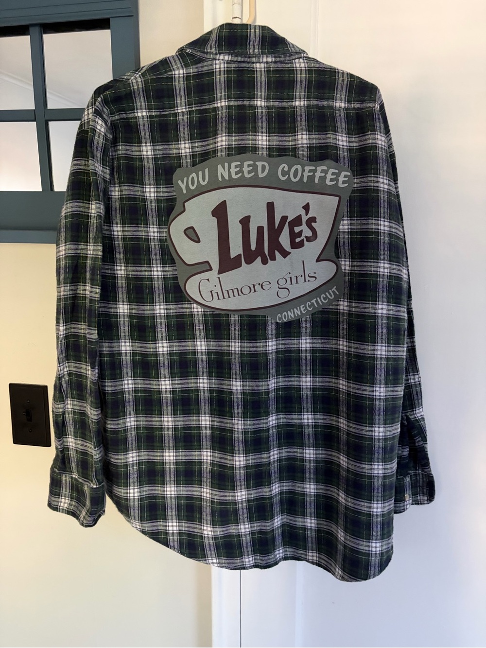 McGregor Green and Black Plaid Button-Down Shirt with Back Graphic